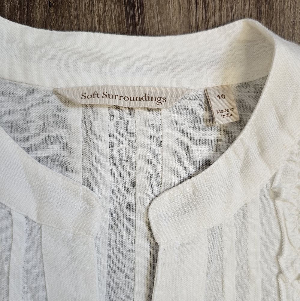 Euc Soft Surroundings Button Front Wide Sleeve Ru… - image 4